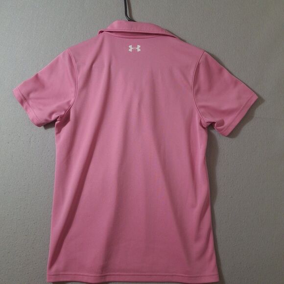 Under Armour Polo Shirt Women’s M Pink Heat Gear Loose Fit Short Sleeve - Picture 4 of 7